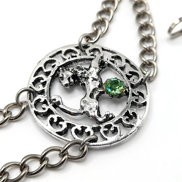 Vintage Zodiac Rhinestone Belt, Six Signs, 40 Inches, Silver Tone - Picture 3 of 10